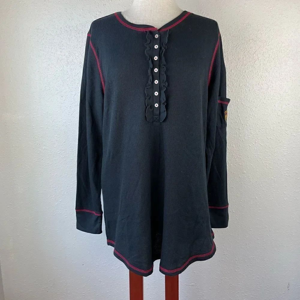 NWT Lauren Ralph Lauren Thermal Half Button Down Shirt Size XL